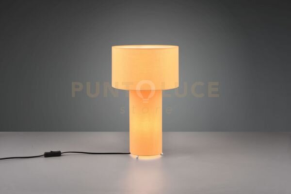 Bale lampada da tavolo base illuminata e paralume tessuto giallo h