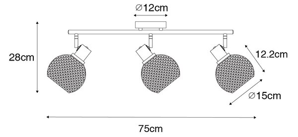 Faretto di design nero con vetro fumé 3 luci - Chico