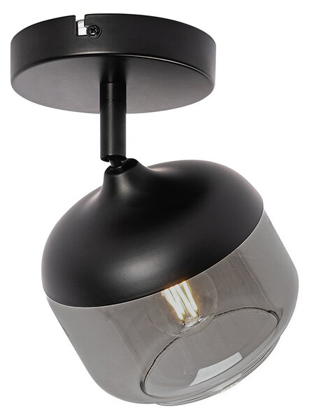 Faretto di design nero con oro e vetro fumé - Kyan