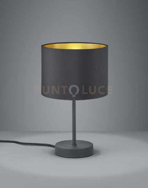 Hostel lampada da tavolo paralume tessuto nero interno oro h.33cm, 