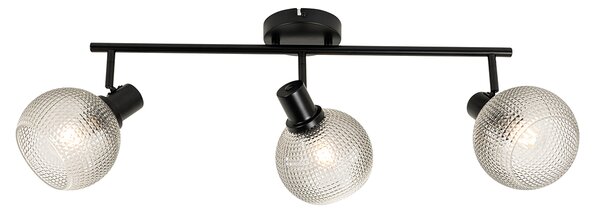 Faretto di design nero con vetro fumé 3 luci - Chico