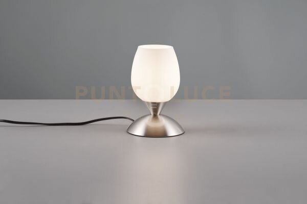 Cup ii lampada in acciaio e vetro calice satinato h.18cm 1 luce att