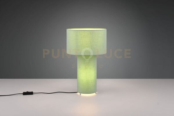 Bale lampada da tavolo base illuminata e paralume tessuto verde h. 
