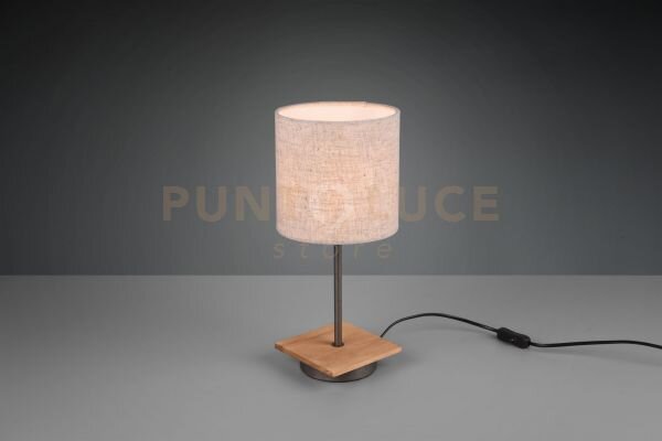 Elmau lampada da tavolo base legno con paralume sabbia h. 40cm 1 lu