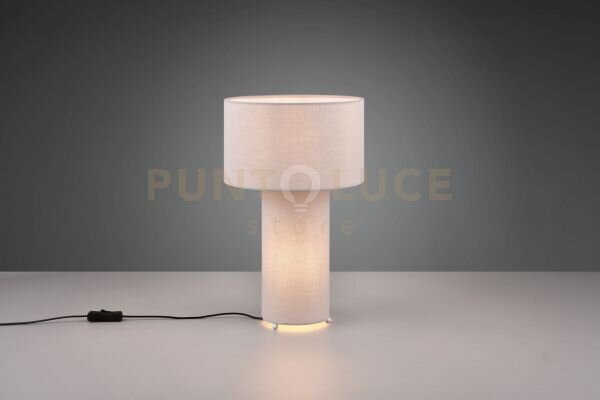 Bale lampada da tavolo base illuminata e paralume tessuto grigio pa