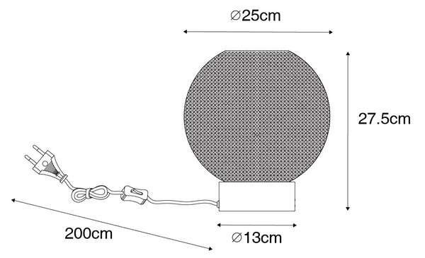 Lampada da tavolo di design nera con vetro fumé - Chico