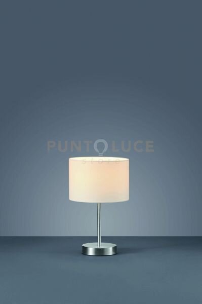 Hotel lampada da tavolo acciaio e paralume bianco h 32cm 1 luce att