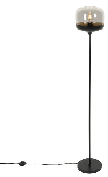 Lampada da terra di design nera con vetro oro e fumé - Kyan