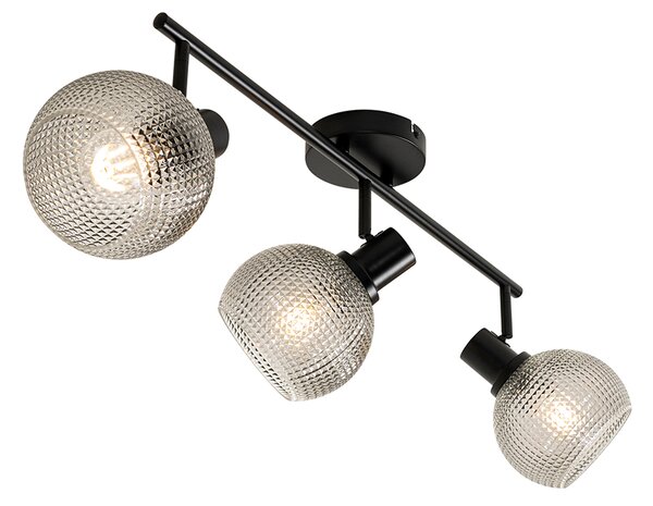 Faretto di design nero con vetro fumé 3 luci - Chico