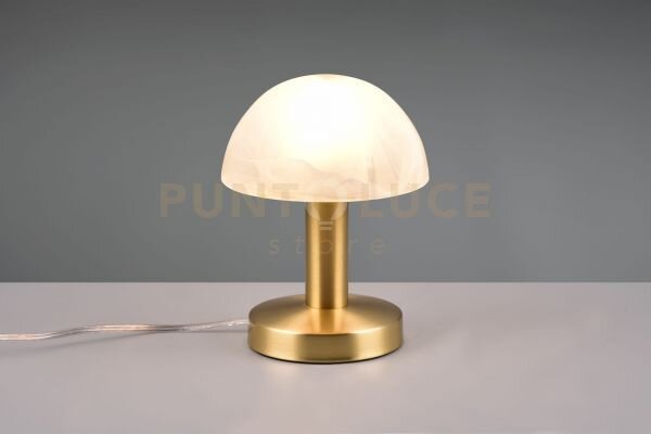Fynn ii lampada cupola in ottone satinato e vetro sabbiato bianco 