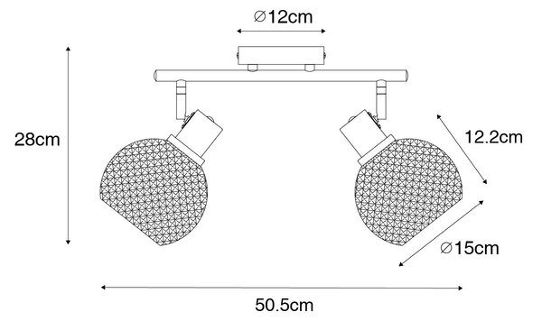Faretto di design nero con vetro fumé 2 luci - Chico