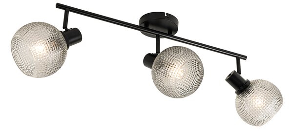 Faretto di design nero con vetro fumé 3 luci - Chico