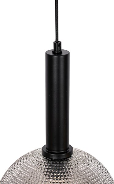 Lampada a sospensione di design nera con vetro fumé 4 luci - Chico