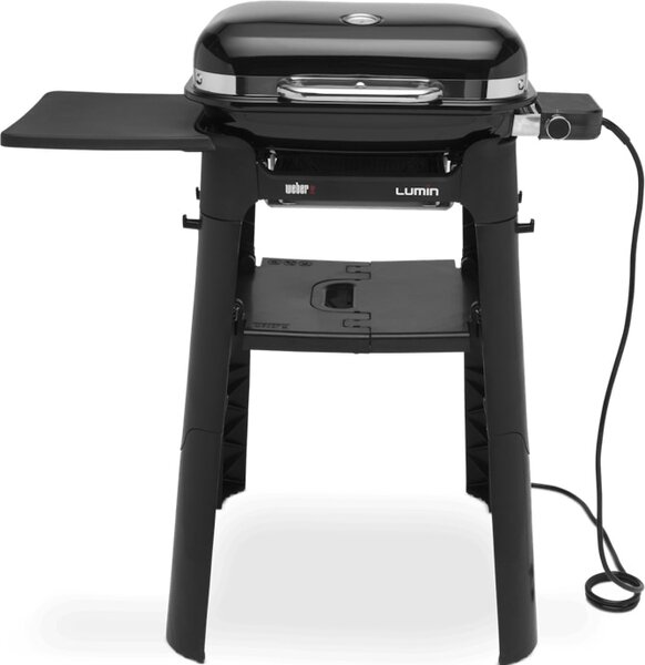 WEBER Barbecue Elettrico Portatile da Giardino BBQ da Esterno Potenza 2200 Watt con Coperchio Incernieriato colore Nero - 91010853 Lumin Compact