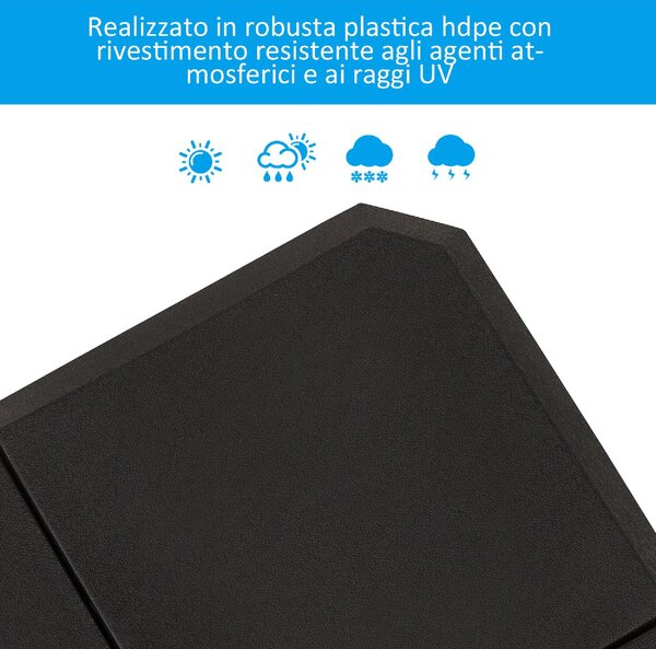 VivaGarden Base per Ombrellone a Braccio da 4 Pezzi Riempibile con Acqua o Sabbia per Basi a Croce da 100x100 cm colore Nero