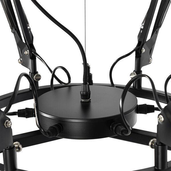 Lampada a sospensione industriale nera a 6 luci regolabile - Hobby Spinne