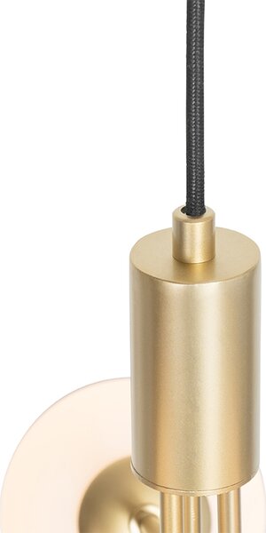 Lampada a sospensione Art Déco oro con vetro opale a 3 luci - Coby