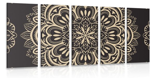Quadri 5 pezzi – Mandala su sfondo nero