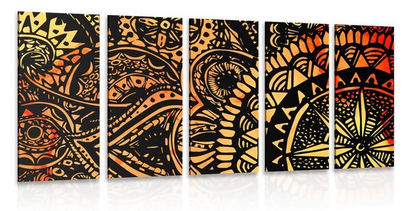 Quadri 5 pezzi – Mandala ad acquerello