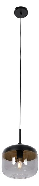 Lampada a sospensione di design nera con vetro oro e fumé - Kyan