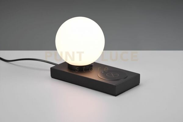 Chloe lampada da tavolo nera con sfera vetro bianco con base x rica