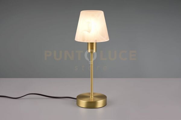 Luis ii lampada asta + vetro sabbiato montatura ottone h.32cm 1 luc