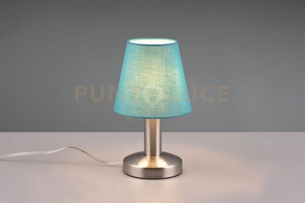 Mats ii lampada acciaio paralume azzurro h.24cm 1 luce attacco e14