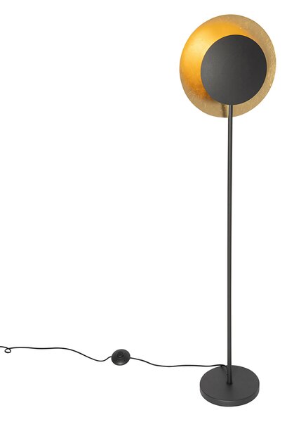 Lampada da terra Art Déco nera con oro - Emilienne