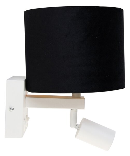 Applique bianca con luce di lettura e paralume 18 cm nero - Brescia