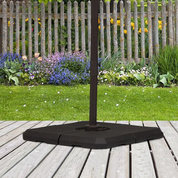 VivaGarden Base per Ombrellone a Braccio da 4 Pezzi Riempibile con Acqua o Sabbia per Basi a Croce da 100x100 cm colore Nero