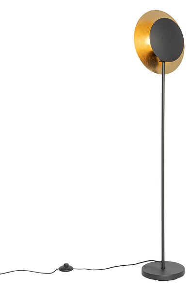 Lampada da terra Art Déco nera con oro - Emilienne