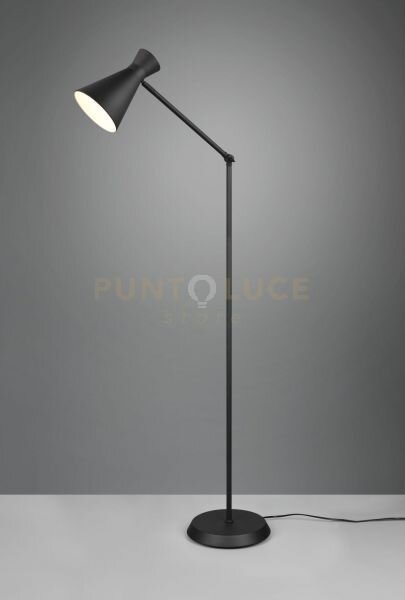 Enzo piantana diffusore doppio cono metallo nero h. 150cm 1 luce at