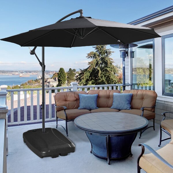 VivaGarden Base per Ombrellone a Braccio Riempibile fino a 75 kg con Base a T Inclusa 80x60x17 cm colore Nero
