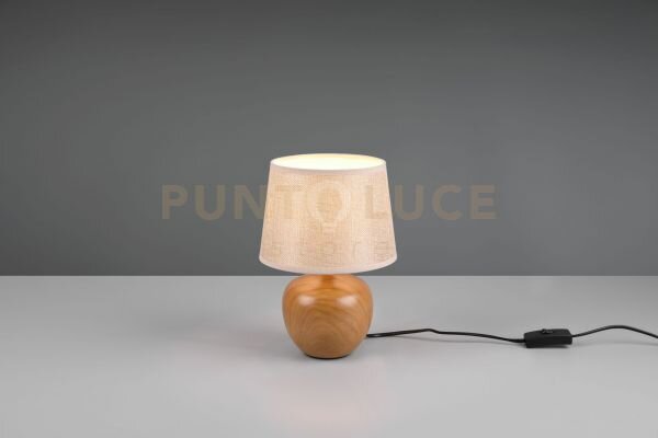 Luxor lampada tavolo base effetto legno e paralume beige h. 26cm d