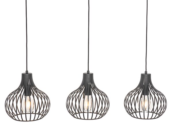 Lampada a sospensione moderna nera 3 luci - Saffira