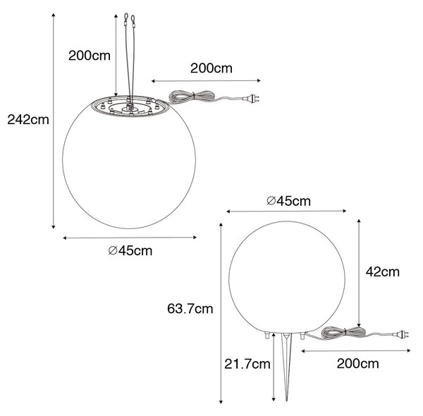 Lampada da esterno moderna bianca 45 cm IP65 - Nura