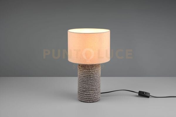 Mala lampada da tavolo ceramica marrone paralume beige h.38cm 1 luc