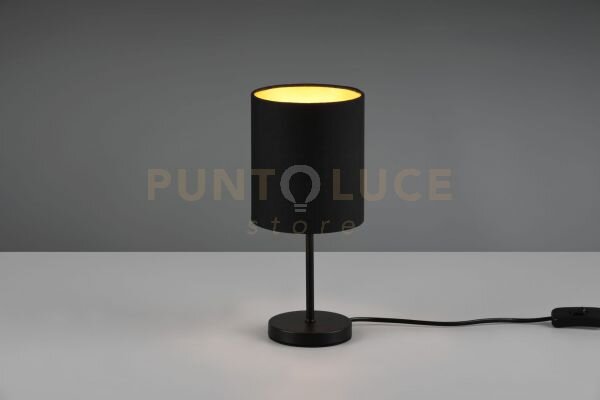 Jerry lampada da tavolo metallo nero e paralume nero e oro h. 28,5c