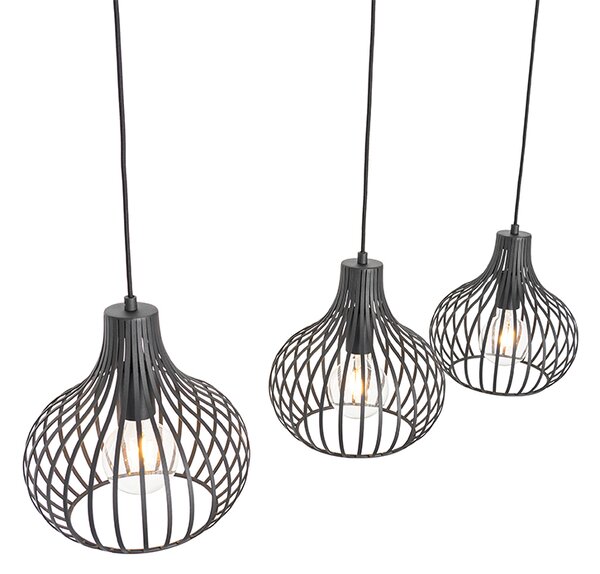 Lampada a sospensione moderna nera 3 luci - Saffira