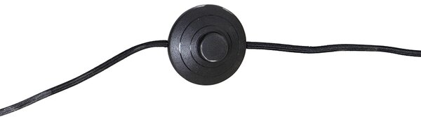Lampada da terra moderna nera con paralume in velluto grigio - Rich