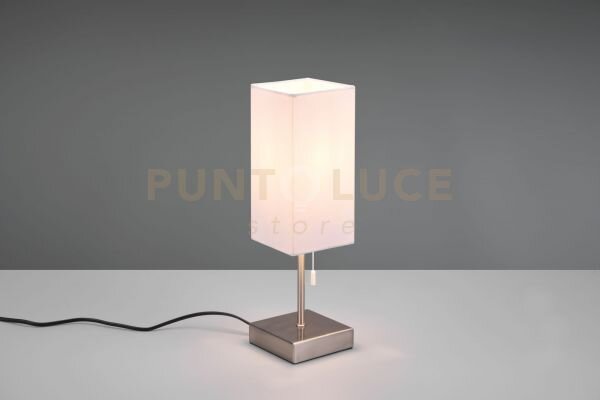 Ole lampada da tavolo acciaio con paralume bianco con interruttore 