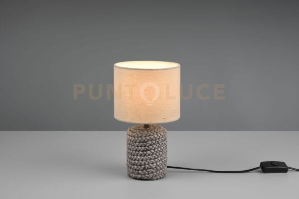 Mala lampada da tavolo ceramica marrone paralume beige h.26cm 1 luc