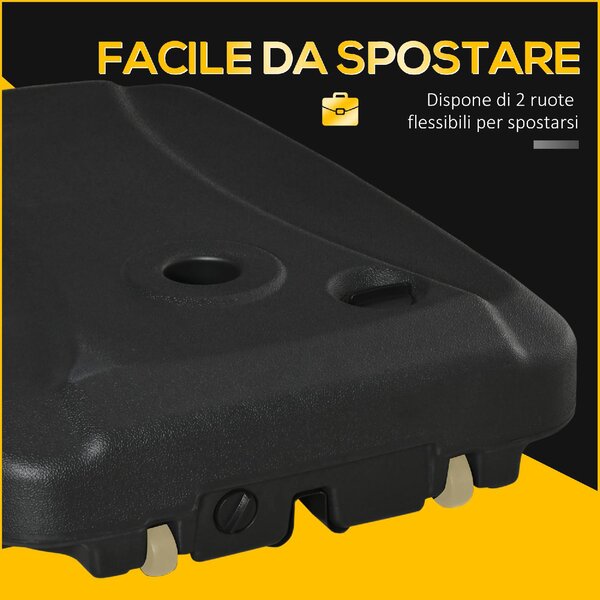 VivaGarden Base per Ombrellone a Braccio Riempibile fino a 75 kg con Base a T Inclusa 80x60x17 cm colore Nero