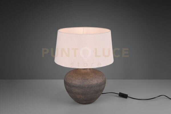 Lou lampada da tavolo grande base ceramica marrone anticata con par