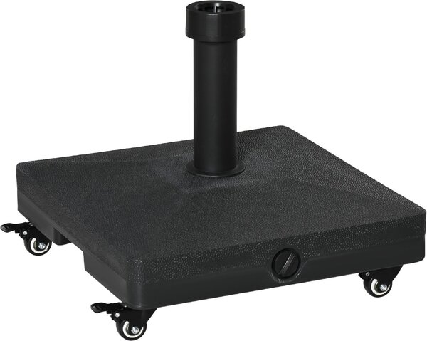 VivaGarden Base per Ombrellone con Ruote Riempibile fino a 20kg Basamento in HDPE per Pali da 38-48mm 45x45x39cm Nero