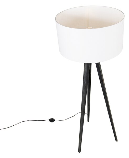 Lampada da terra treppiede nera con paralume bianco 50 cm - Tripod Classic