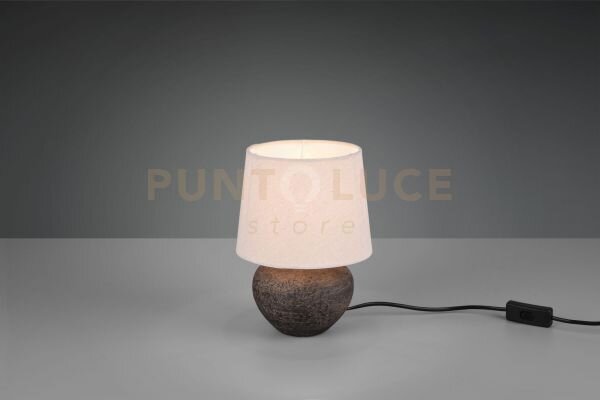 Lou lampada da tavolo base ceramica marrone anticata con paralume s