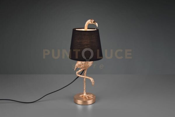 Lola lampada da tavolo fenicottero oro con paralume nero h. 42cm 1 