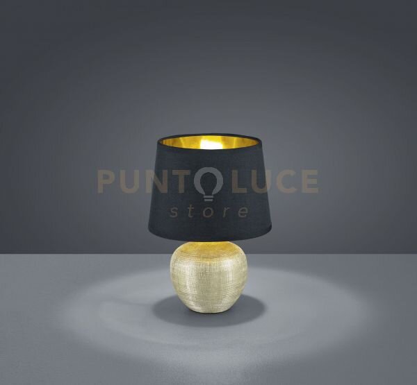Luxor lampada tavolo base ceramica oro e paralume nero interno oro 