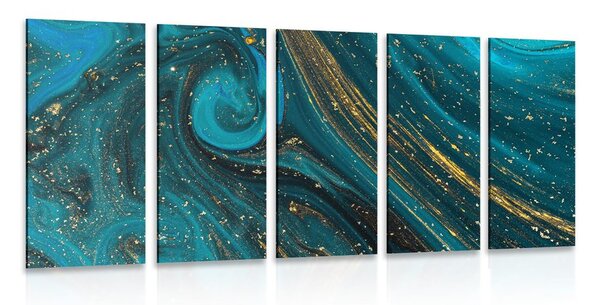 Quadri 5 pezzi – Astrazione smeraldo